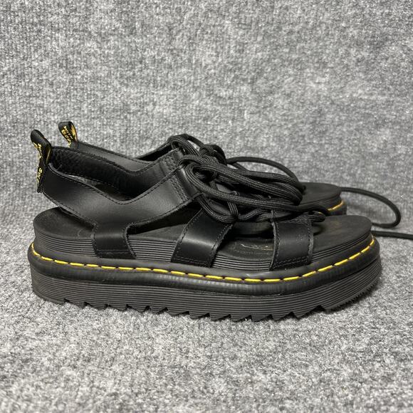 Dr. Martens Nartilla Sandals Womens Size 7 Black Platform Gladiator Lace Up - Picture 1 of 9